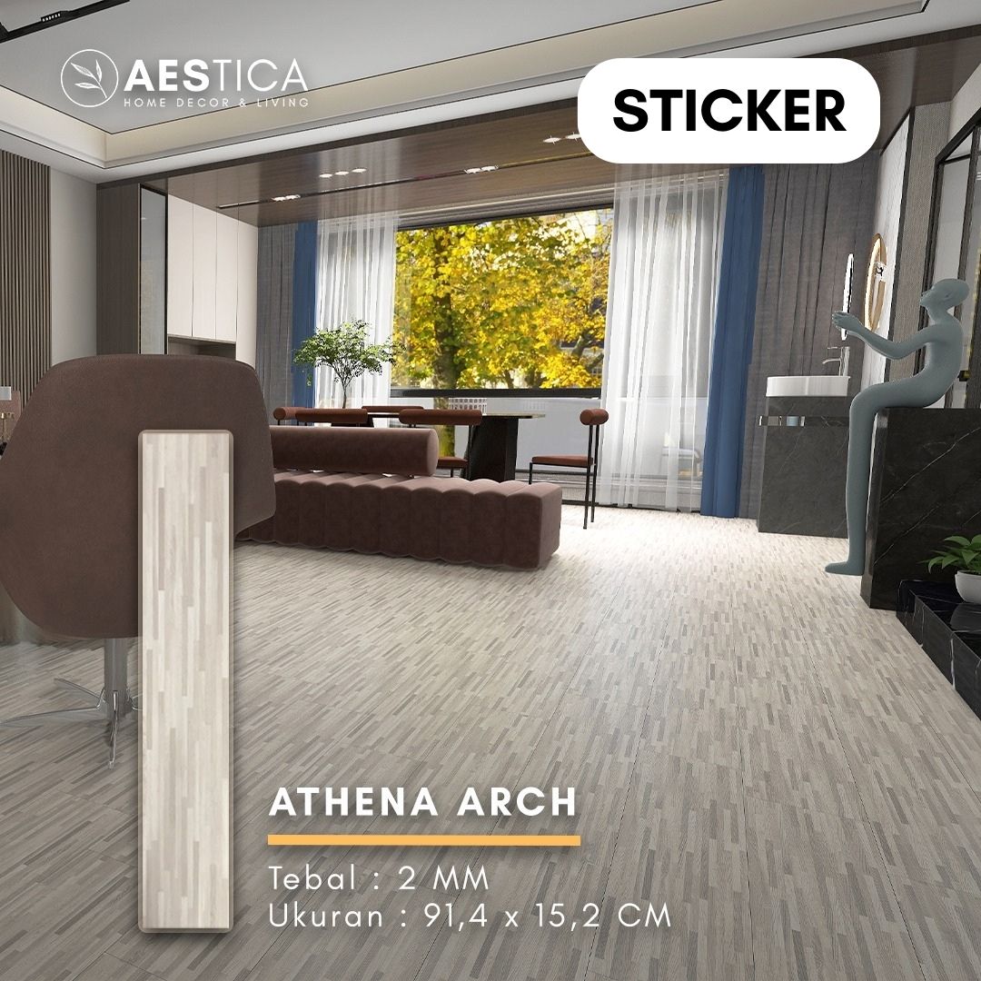 Lantai Vinyl Flooring Kayu 2MM Plank dan Sticker PER BOX 24PCS | AESTICA