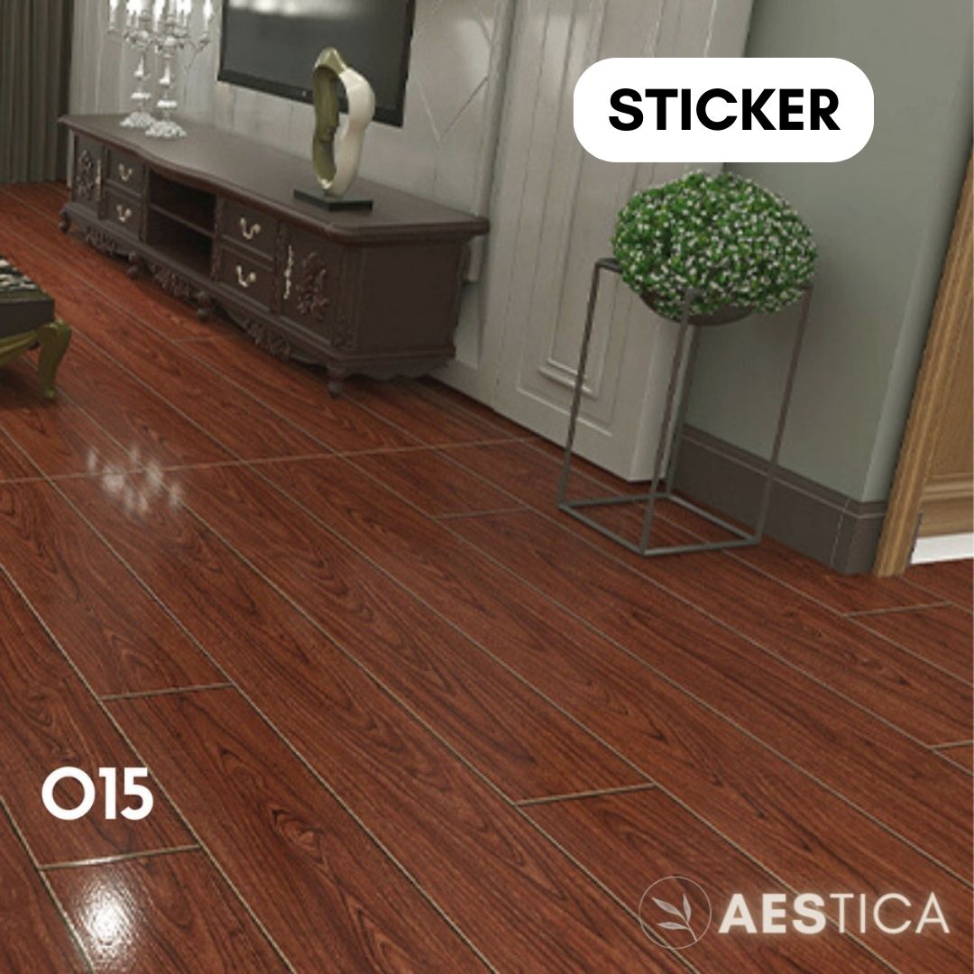 Lantai Vinyl Flooring Kayu 2MM Plank dan Sticker PER BOX 24PCS | AESTICA