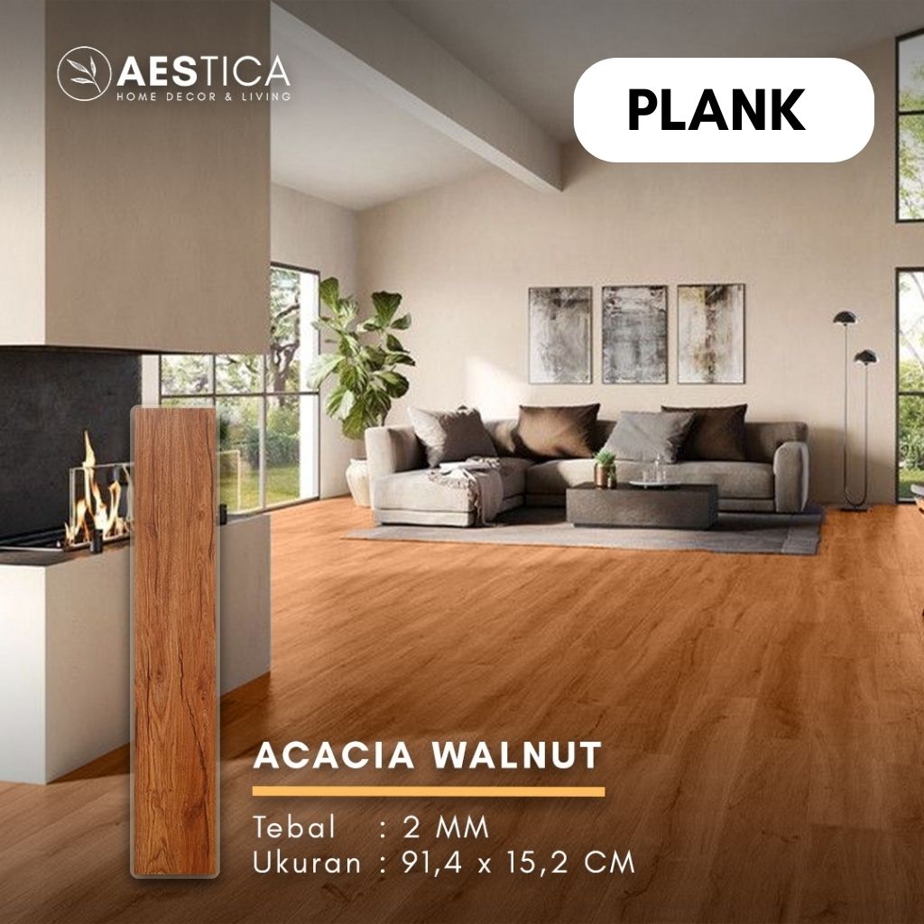 Lantai Vinyl Flooring Kayu 2MM Plank dan Sticker PER BOX 24PCS | AESTICA