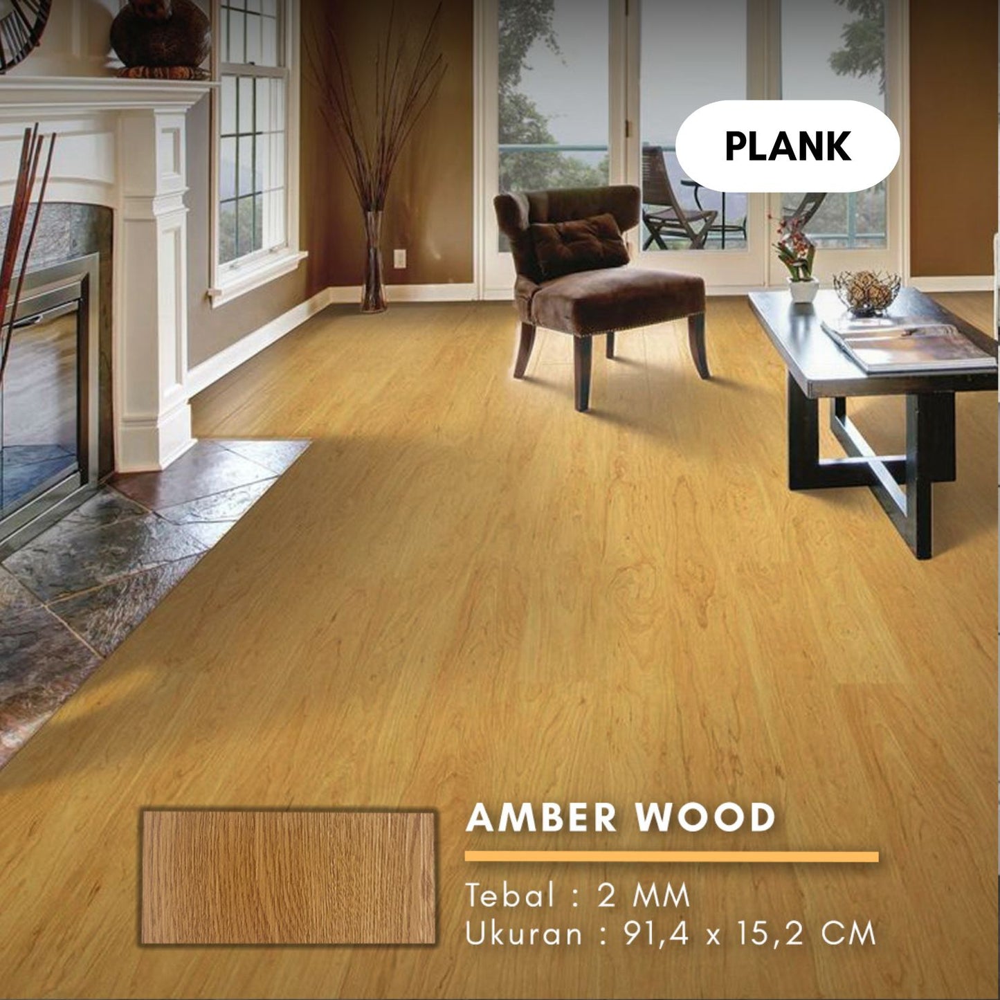 Lantai Vinyl Flooring Kayu 2MM Plank dan Sticker PER BOX 24PCS | AESTICA