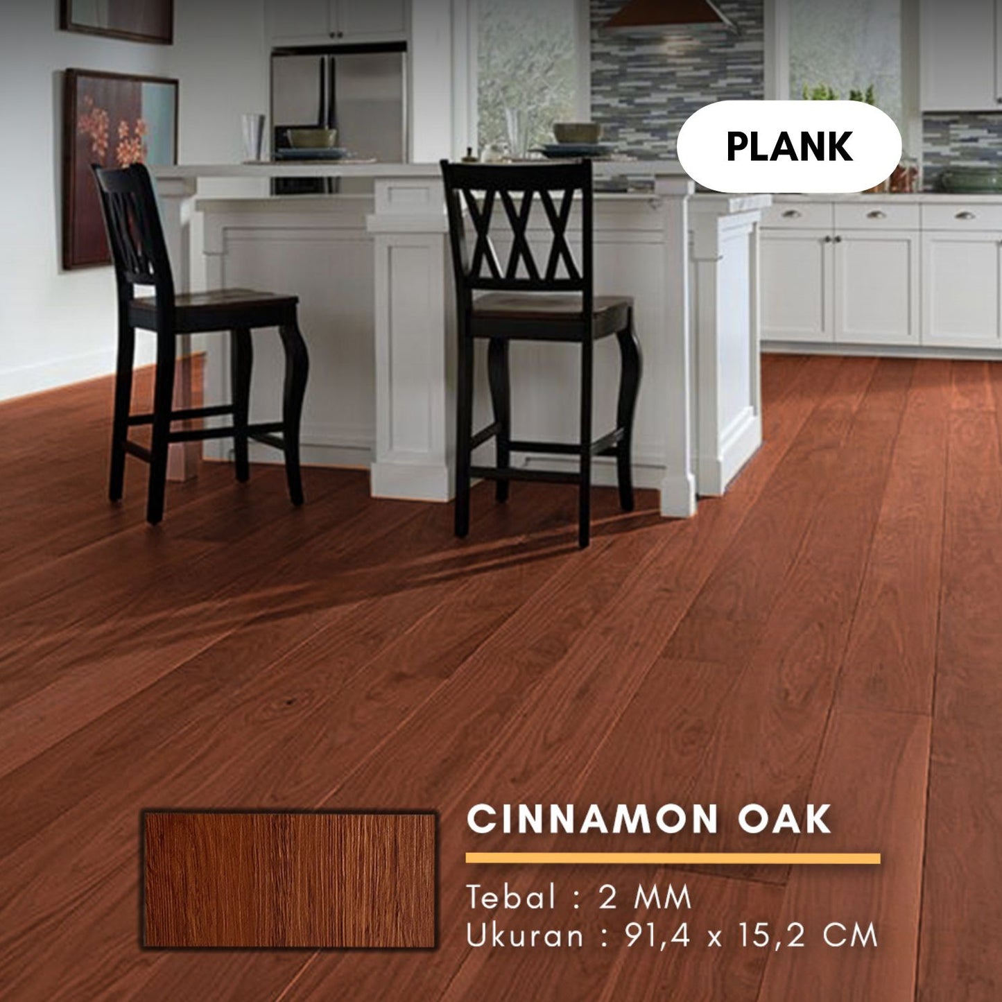 Lantai Vinyl Flooring Kayu 2MM Plank dan Sticker PER BOX 24PCS | AESTICA