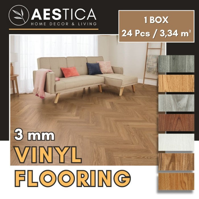 Lantai Vinyl Flooring Kayu 3MM Plank Per BOX 24PCS | AESTICA
