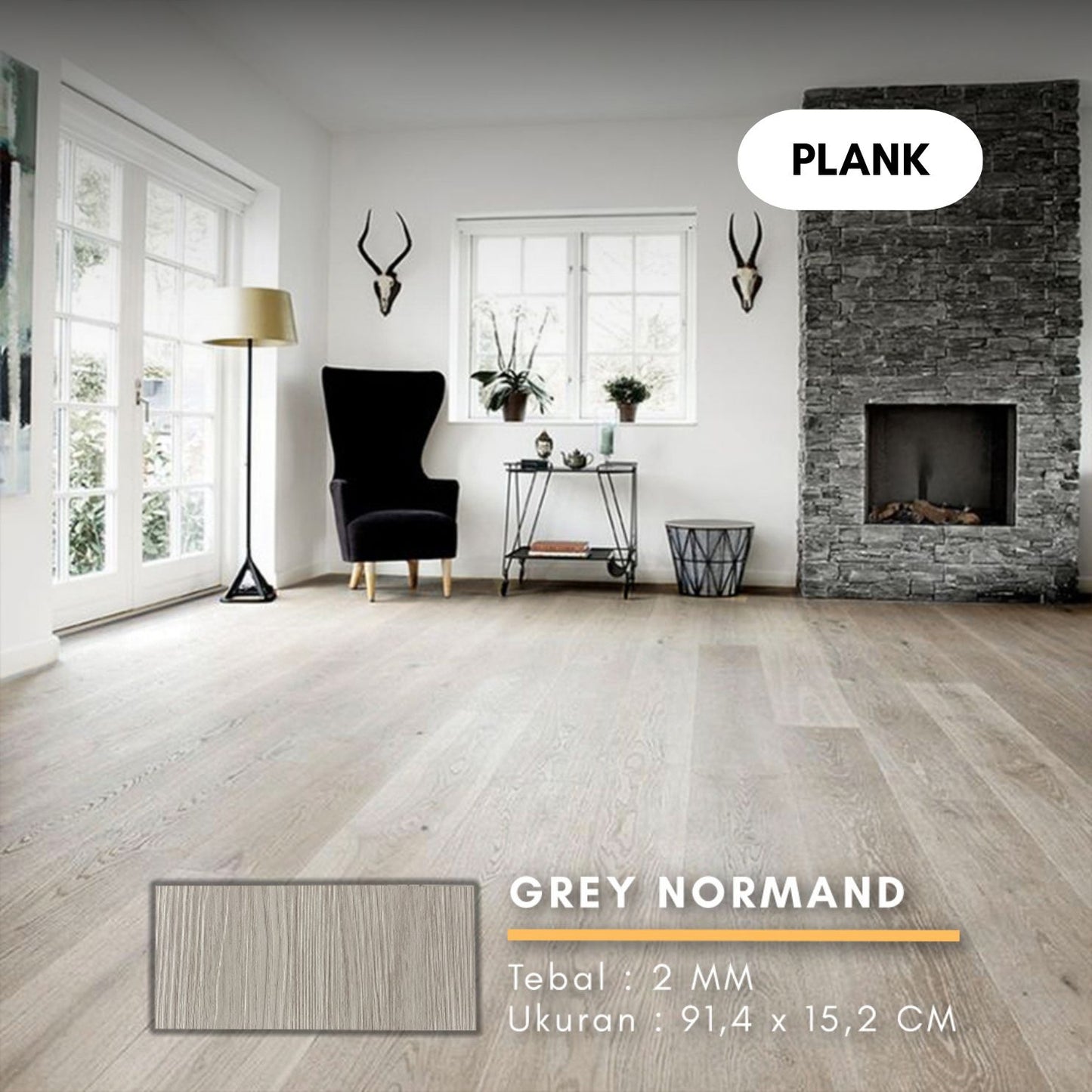 Lantai Vinyl Flooring Kayu 2MM Plank dan Sticker PER BOX 24PCS | AESTICA