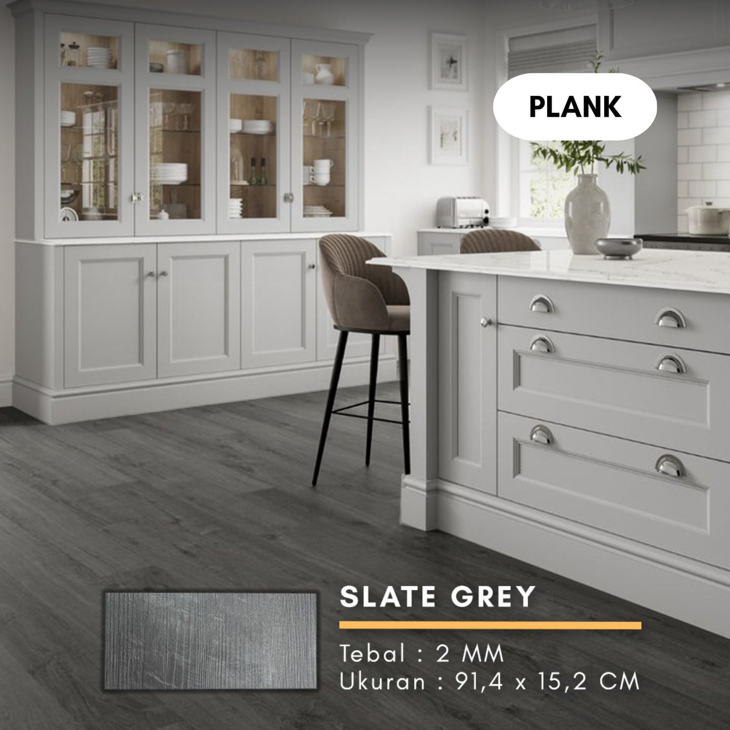 Lantai Vinyl Flooring Kayu 2MM Plank dan Sticker PER BOX 24PCS | AESTICA
