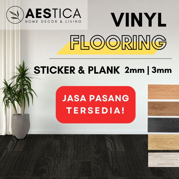 Lantai Vinyl Flooring Kayu Plank dan Sticker Per PCS Dekor Lantai | AESTICA