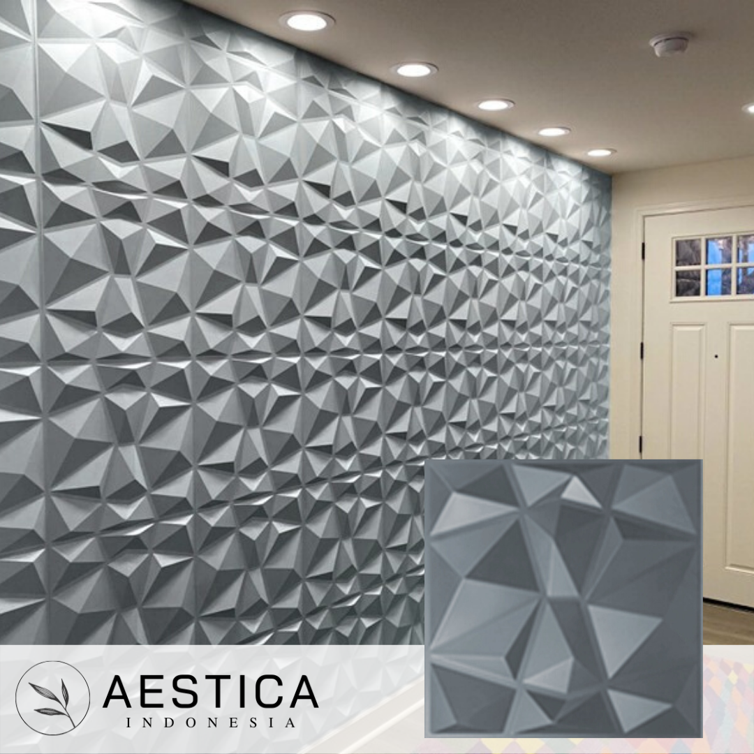3D PVC Wall Panel Hitam/Black Dinding 50x50CM Dekor Rumah | AESTICA