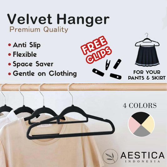 Velvet Hanger Gantungan Baju Anti Slip Premium Quality | AESTICA